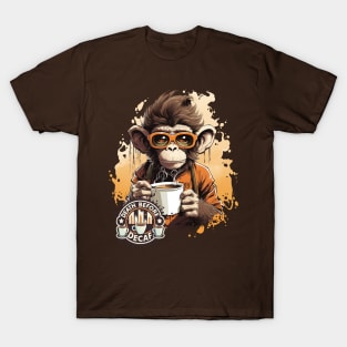 Death Before Decaf Monkey T-Shirt